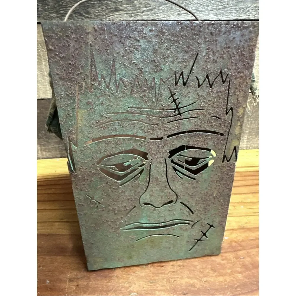 Frankenstein Rusty Metal Candle Lantern
